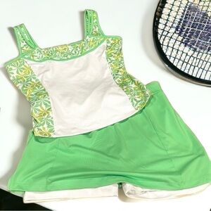 2-pc NEW Wimbledon athletic tennis skort & coordinated separate top Sz L